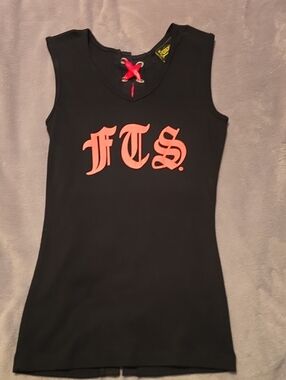 Full Throttle Saloon Black Fitted Tank Top, Size M